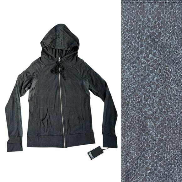 NWT REVOLVE Michael Lauren Full Zip Grey Snake Print Hoodie Pockets Thumbholes S - Picture 1 of 16
